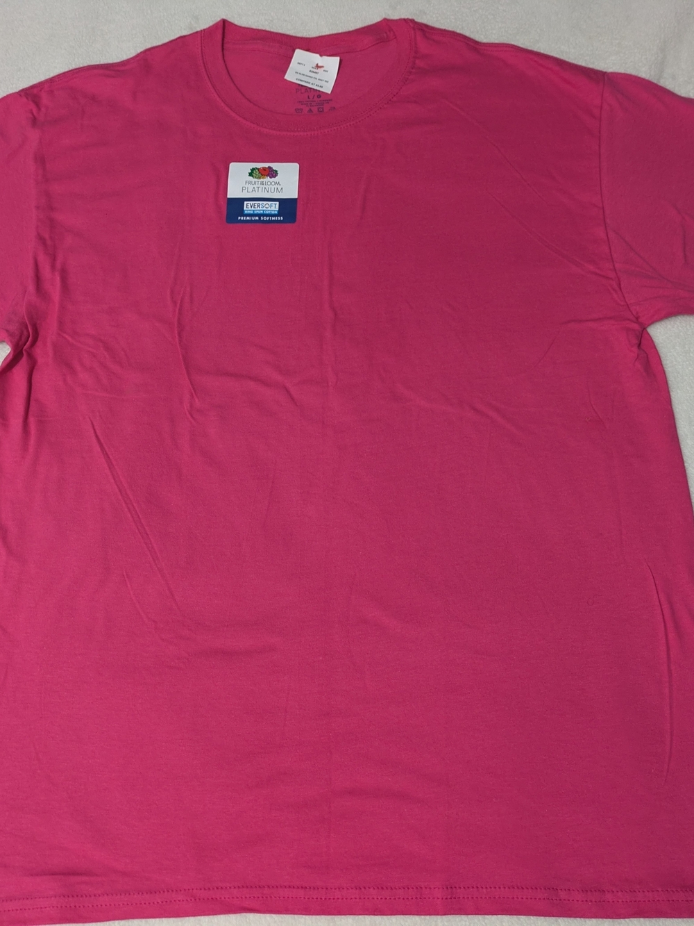 Fruit of the Loom Platinum EverSoft Crewneck T-Shirt – Men's Large Pink NWT